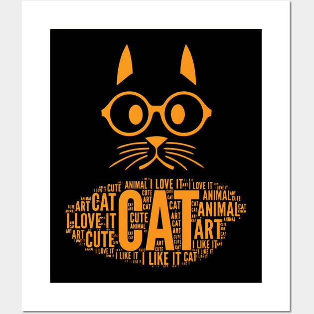 Orange Cat Drawing Wall Art by anbartshirts